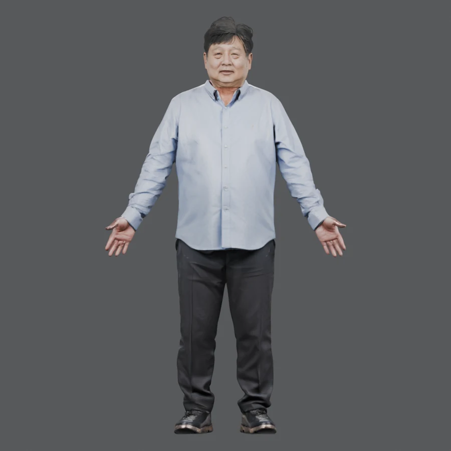얼굴과 전신이 함께 보이는 불합격 하이브리드 3D